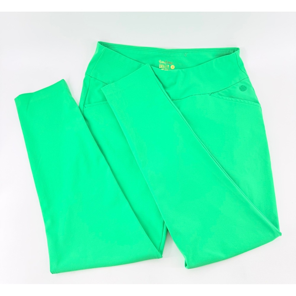 Lilly Pulitzer Luxletic Green High Rise Pull On Stretch Pants Womens 4